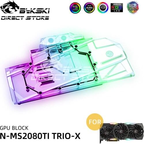Bykski ARGB GPU Block Water Block For RTX 2080 TI TRIO Video Cards Block Cooler PC Watercooling VGA block N-MS2080TI TRIO-X