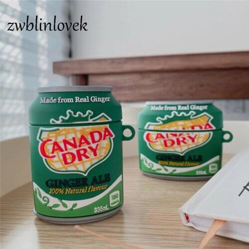 Drink 3d earphone case ginger ale brand fashion soft silicone case for airpods 1 2 pro wireless bluetooth protective cover coke