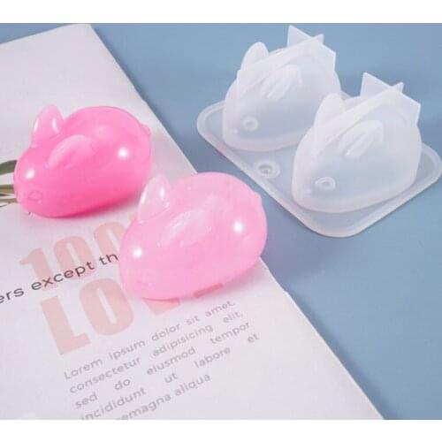 DIY 3D 1set rabbit resin mold crystal epoxy mold cute long-eared rabbit silicone mold