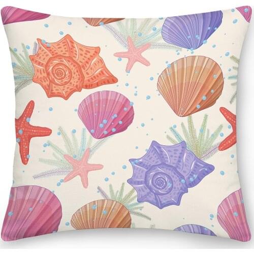 Double Sides Starfish Pillow Case Polyester Square Cushion Cover Throw Pillow Sea World Sofa Pillows Home Decoration