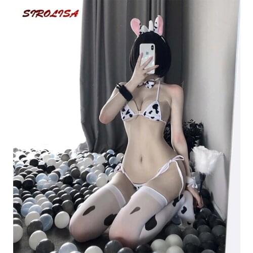Cow Erotic Lingerie Sexy Cosplay Costume Temptation Maid Outfit Transparent Hot Cute Passion Suit Swimsuit Anime Bikini Set