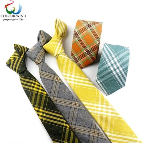 New Plaid Cotton Ties Navy Yellow 10 Colors Neck Ties 6CM Mens Accessories Tie Suit Hanky Pocket Square Soft Gravata Gentle Gift