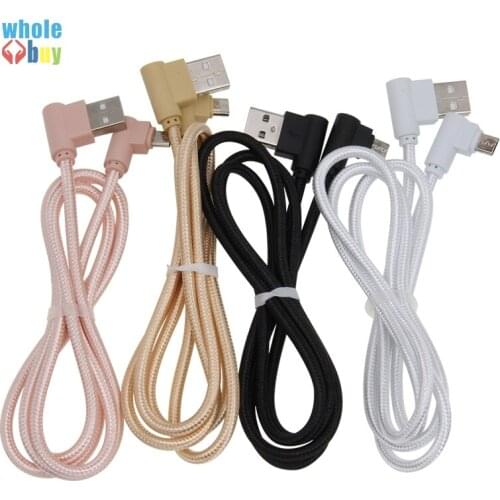 500pcs Micro USB Cable 2A Fast Charger USB Cord 90 degree elbow Nylon Braided Data Cable for Samsung Huawei Honor Android Phone