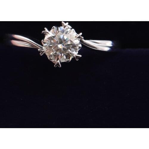 925 Sterling Silver Ring 1ct Carat IJ Color Moissanite Stone Brilliant Round Cut 6.5mm Wedding Diamond Rings for Women
