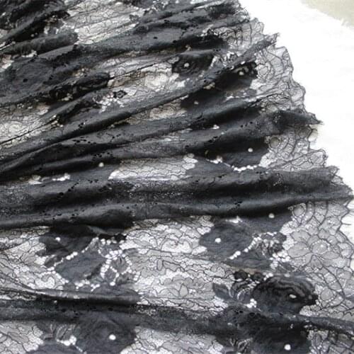 150cm*3Yards Gorgeous Handmade French Chantilly Eyelash Lace Fabric for Fashion Lady Dresses