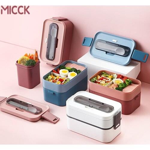 MICCK Japanese-style Multi-layer Lunch Box Microwave Heating Plastic Partition Lunch Box New Kitchen Accessories Send Tableware