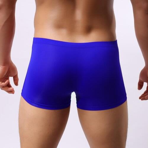 Mens bullets flat leg pants transparent sexy underwear ultra-thin ice silk four-legged pants sexy elephant trunk underwear