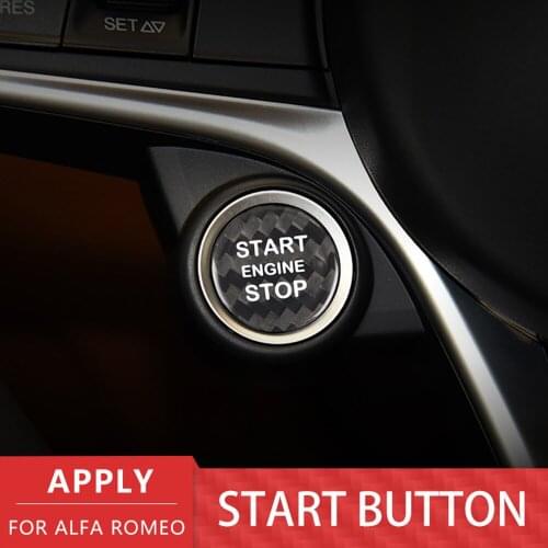 For Alfa Romeo Stelvio Real Genuine Carbon Fiber Car Engine Start Stop Switch Button Trim Cover Stickers Decals Stying