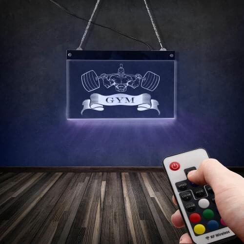 Gym Wall Decor Business Logo Lighting Board Custom Fitness Center Weightlifting Multi Colors Changing Wall Hanging LED Neon Sign