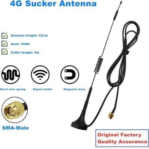 New 2G/3G/4G LTE High Gain 10dBi External Omnidirectional Wireless SMA Female Male Inner Needle Hole RG174 Sucker Antenna