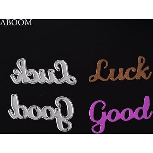 ABOOM New 2PCS Good Luck Letter Metal Die Cut Custom Design Embossing Folder Scrapbooking Album Photo Paper Card Making Template