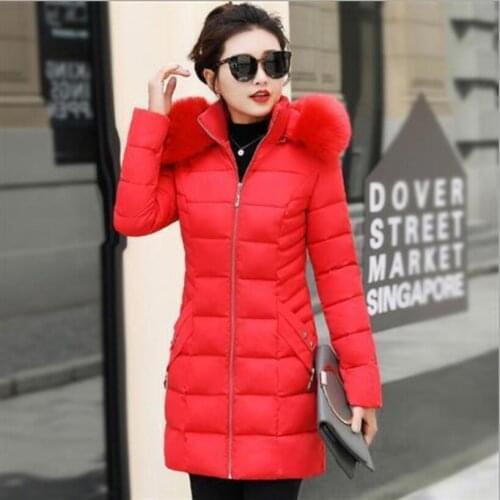 2020 New Women Fashion Long parkas winter Down Cotton Jacket Coat Lady Jacket Pocket Hooded Warm Coats