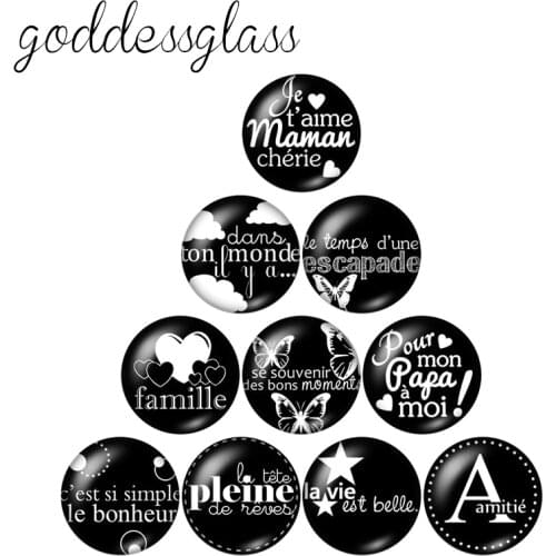 New Love Mama&Papa family 10pcs 12mm/18mm/20mm/25mm Round photo glass cabochon demo flat back Making findings ZB0653