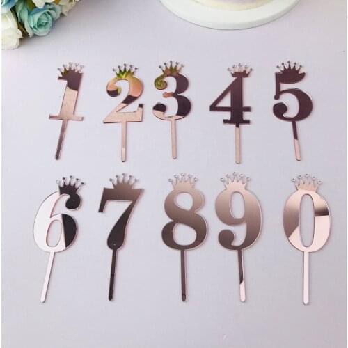 Number0-9cake topper birthday party,anniversary wedding digit cupcake topper flags kids baby shower 1st birthday decor Supplies