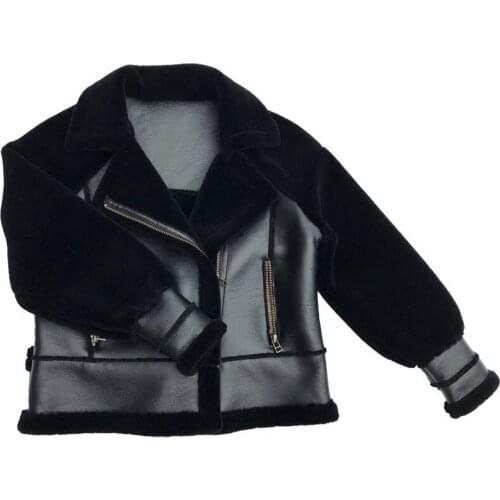 PU Warm 2020 Leather Jackets Padded Wool Fur Coat Female Winter Jacket Women Green Coats Plus Size Abrigo Mujer WXF472 s