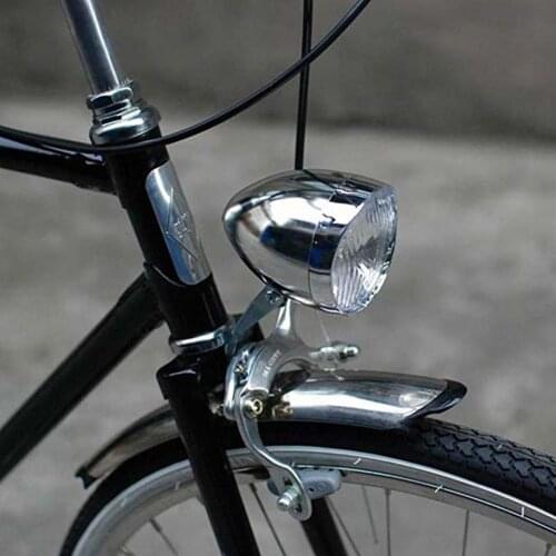 Durable LED Metal Chrome Retro Bike Bicycle Retro Front Fog Light Head Lamp led Retro bike light Cycling Accessories