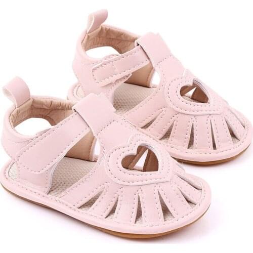 Love Heart Soft PU Leather Non-slip Rubber Soled Baby Girl Sandals Outdoor Toddler Sandals Summer Shoes First Walkers