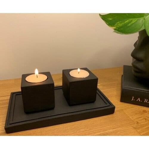 Semart Home Concrete Black candle Holder Set candle and candlestick свеча и подсвечник vela y candelero