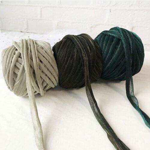 1 ball *200g Strips of cloth thread Flash gold silver silk yarn for knitting Yarn crochet Hand weaving yarn Knit bag thread ZL59