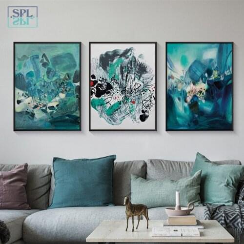 SPLSPL Unframed Abstract Painting Canvas Art Green Luxury Posters and Prints Stereoscopic Line Nordic Decoration Home Picture