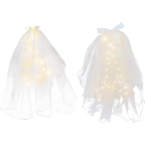 Wedding Tull Bridal Tull With Light Ribbon Pearl Simple Short Tulle Wedding Tulle for Bride Wedding Party Shoot Props Ins Style