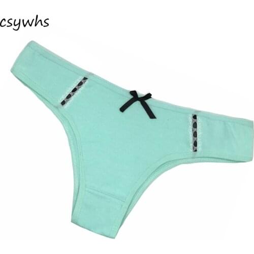 CSYWHS 5pcs/lot Sexy Panties Womens Cotton Thongs Woman G Strings for Girls Briefs Low Waist Bow Underwear Lingerie Intimates