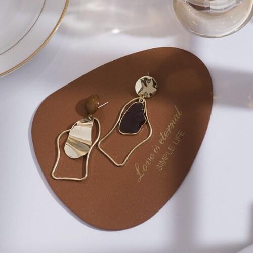 Women Dangle Earrings Geometric Irregular Enamel Plated Color Stud Vintage Metal Earrings 2021 Trendy Fashion Female Jewelry