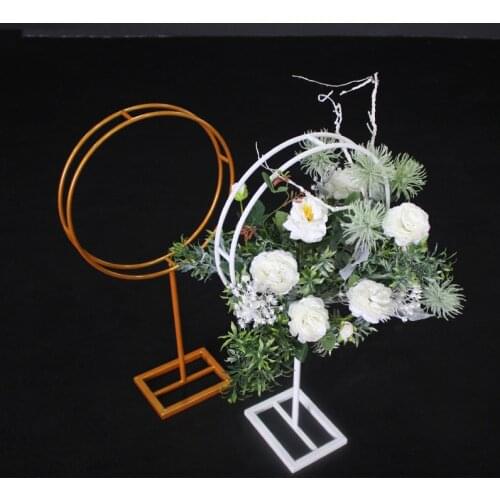 Gold white party Iron flower stand vase wedding props wrought artificial flower table centerpieces road guide flower ball vase