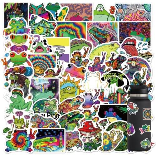 10/30/50PCS Psychedelic Frog Stickers for Laptop Stickers Water Bottle Computer Laptop Guitar Luggage Waterproof Trippy Decals