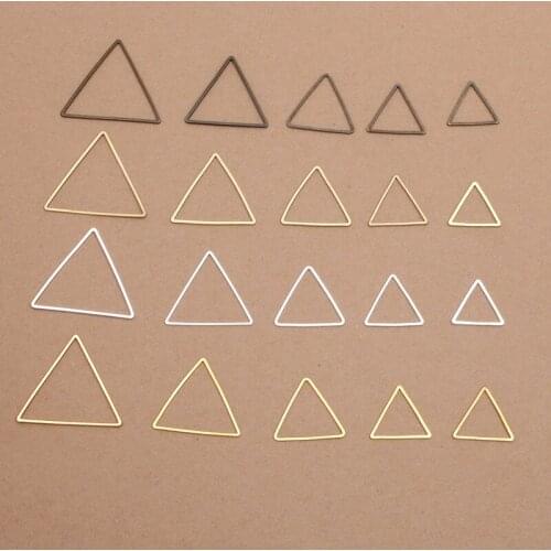 100pcs 15/17/20/24/29mm Brass Triangle Circle Connectors Silver Plated Triangle DIY Jewelry Accessories
