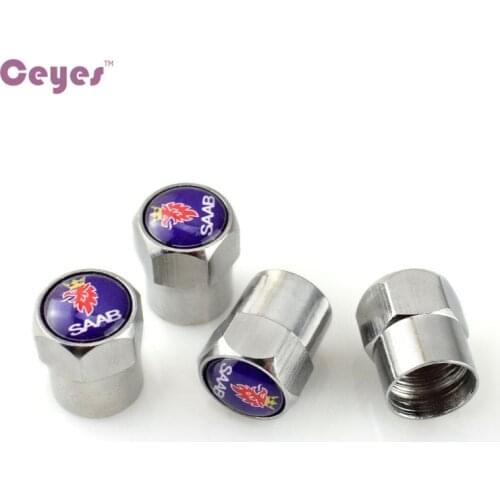 Ceyes Car Styling Caps Case For Saab 9-3 9-5 900 9000 Saab 93 95 Auto Emblems Car-Styling Stainless Steel Badge Accessories 4pcs