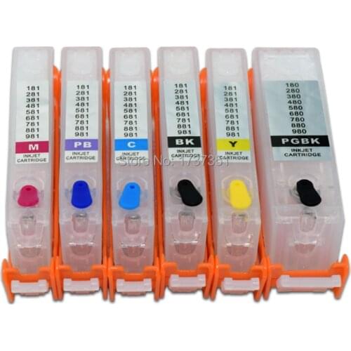 6 color PGI-280 CLI-281 Refill Ink Cartridge with Disposable for Canon PIXMA TS8120 TS9120 Printer PGI 280 CLI 281