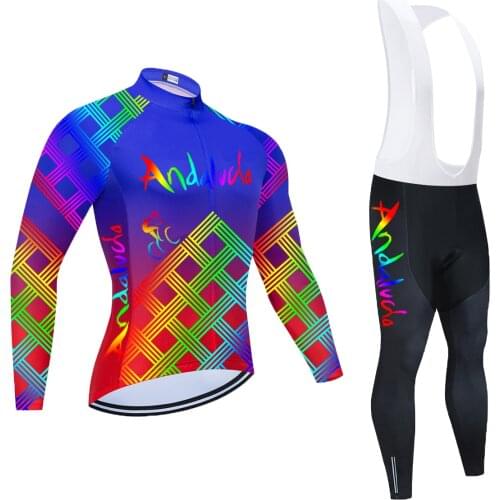Andalucia Team Long Sleeve Cycling Jersey Men Mountain Bicycle Cycling Clothing Ropa Ciclismo Racing Bike Clothes Sportswear