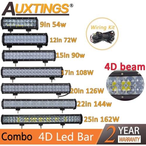 Auxtings 4D beam 9'' 12'' 22'' 20'' inch 12V 24V offroad led light bar Spot Flood led Work Light for Jeep Car 4WD Truck SUV ATV