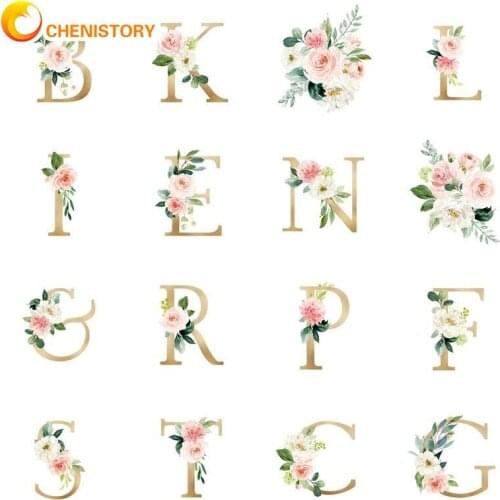 CHENISTORY Letter Combinations Painting By Numbers On Canvas Acrylic Paints Adults Drawing DIY Kits Pictures Coloring By Numbers