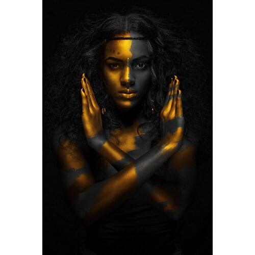 Black and Gold African Nude Woman Cuadros Canvas Painting Posters and Prints Scandinavian Wall Art Picture for Living Room Decor