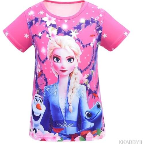Frozen 2 Elsa Kids Girl T Shirt 3D Printing Clothes Tops Frozen Snow Queen Cartoon Print Shirts Girls Children Tees