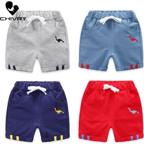 2021 Kids Boys Summer Fashion Beach Shorts Children Short Pants Kids Baby Boys Dinosaur Print Mid Waist Cotton Shorts Trousers