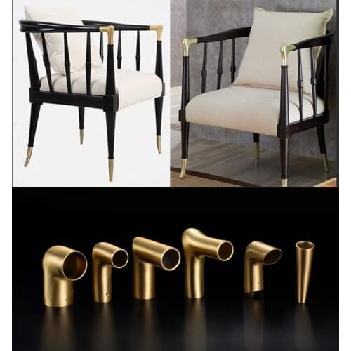 2Pcs/Lot Solid Brass Tip Cap for Mid-Century Modern Chair Table Leg Feet Tapered Chair Arm Elbow Connector