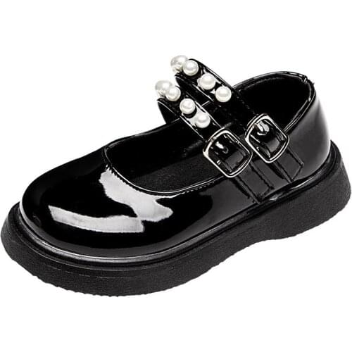 Girls Leather Shoes New Pearl Kids Shoes Soft Sole Girl Sweet Children Princess Shoe 2021 Spring Autumn Classic Performance Shoe