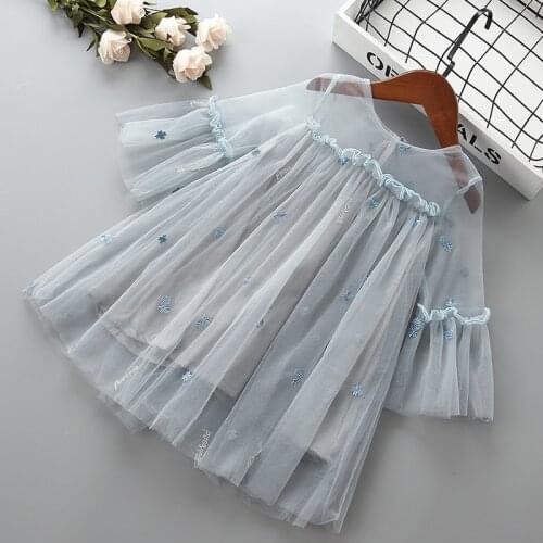 Girl lace princess dress spring Summer children clothing baby girls birthday embroidery holiday dresses for 2-7T kids Clothes