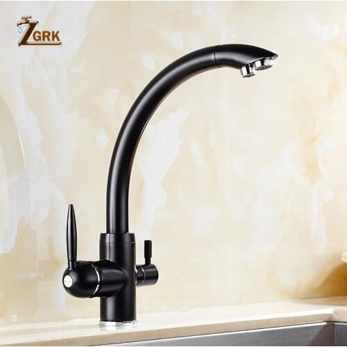 ZGRK Kitchen Water Purification Faucet Brass Wash Basin Faucet Water Purification Dual-purpose Double Outlet Sink Faucet