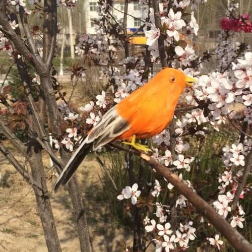 Small simulation standing bird model polyethylene & furs orange&gray bird doll gift about 18cm 0993