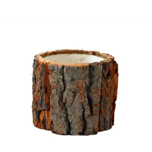 Forest Series Bark Shape Succulent Flower Pot Natural Wooden Desktop Small Vase Bonsai Home Decor Fast Shipping