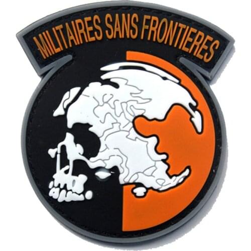 PVC Metal Gear Solid MGS Peace Walker MILITAIRES SANS FRONTIERES Rubber Badge Military Tactical Hook & Loop Badges