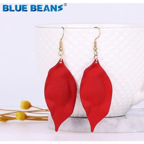 BLUE BEANS Metal long earrings fashion jewelry Red earrings for women bohemian drop earrings metal dangle earring kpop wholesale