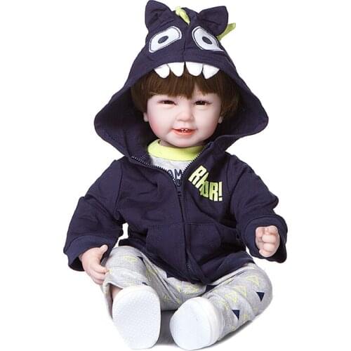 Cute four-tooth baby Reborn Doll 55 cm boy girl reborn toddler happy doll toys for children gift
