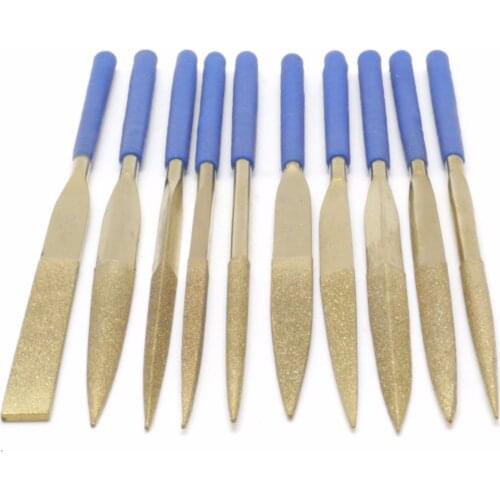 10Pcs 7" inch 180x5MM Diamond Coated Needle File Set Titanium Files Repair Tools ILOVETOOL