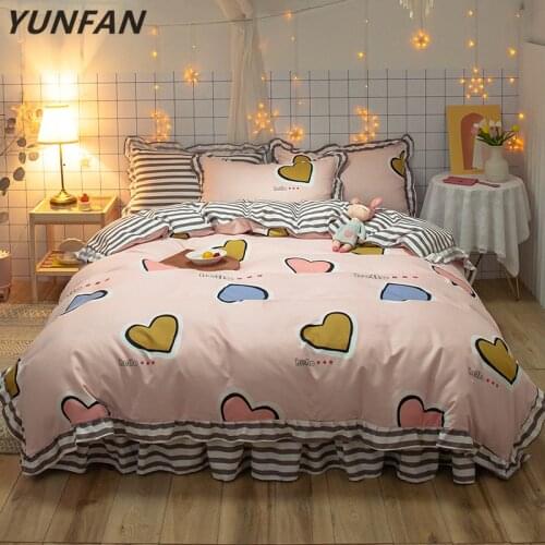 New Korean bedclothes luxury pink duvet cover Romantic Lace Girls Princess quilts Cover queen full single lovers Bedding Sets