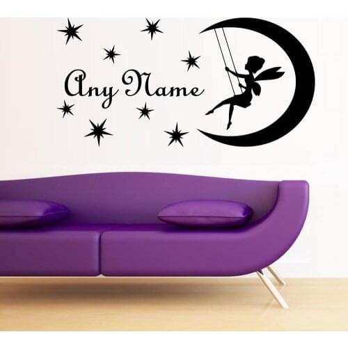 Personalized fairy wall sticker fairy silhouette Vinyl stickers custom name wall decal Girls Name Custom Girls Room Decor C553